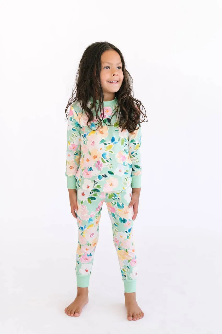 2 Piece Pajama Set in Watercolor Floral