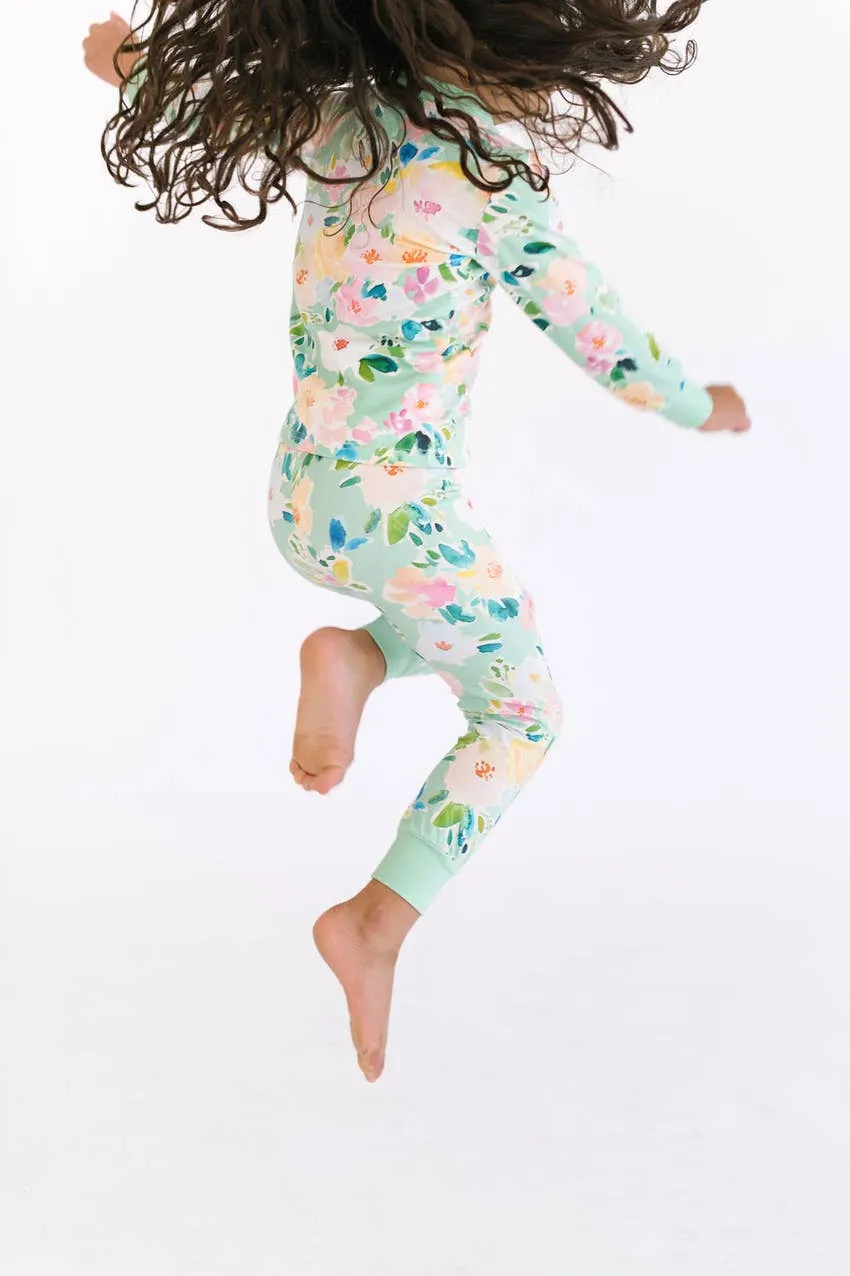 2 Piece Pajama Set in Watercolor Floral