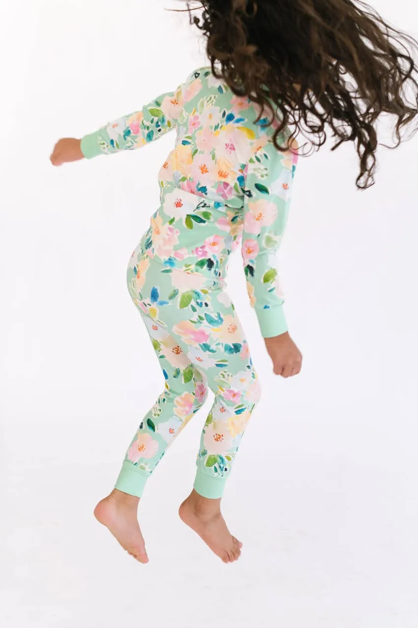 2 Piece Pajama Set in Watercolor Floral
