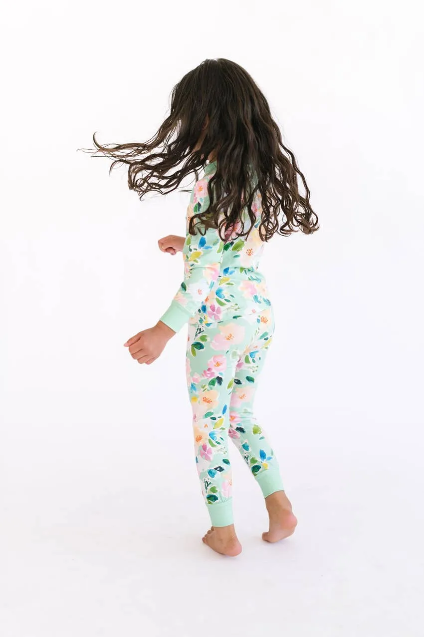 2 Piece Pajama Set in Watercolor Floral