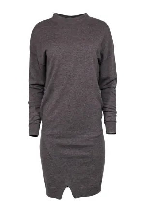 All Saints - Light Brown Cashmere Blend Drop Waist Sweater Dress w/ Envelope Hem Sz 6