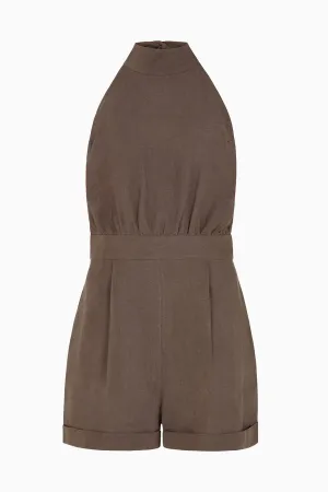 arkitaip Louise Short Halterneck Jumpsuit in mocha