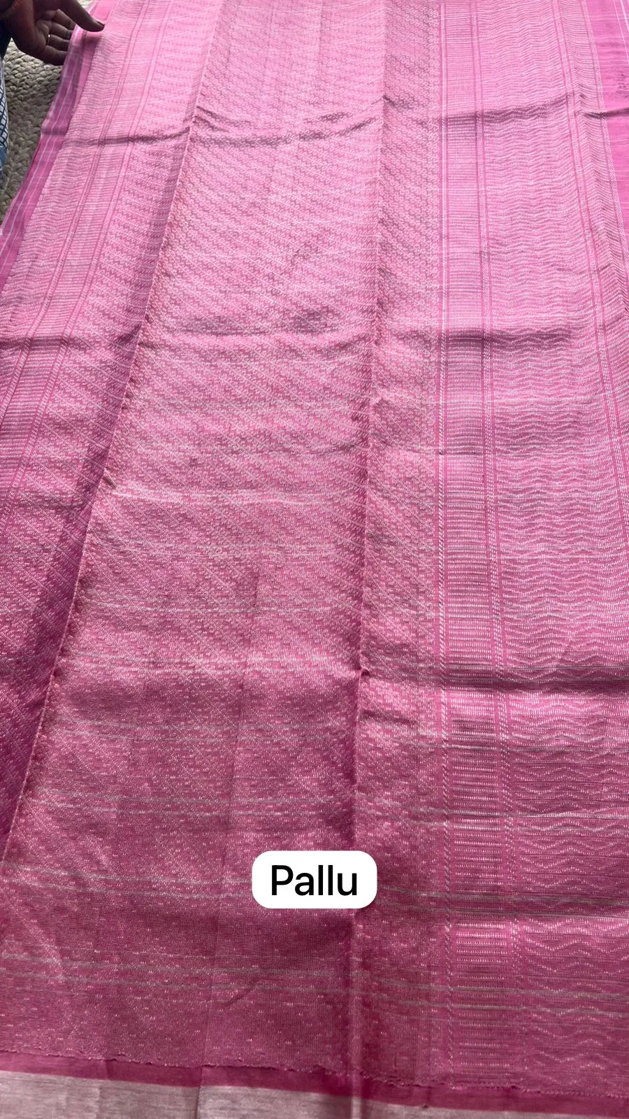 Baby pink checked kanjivaram soft silk saree with blouse