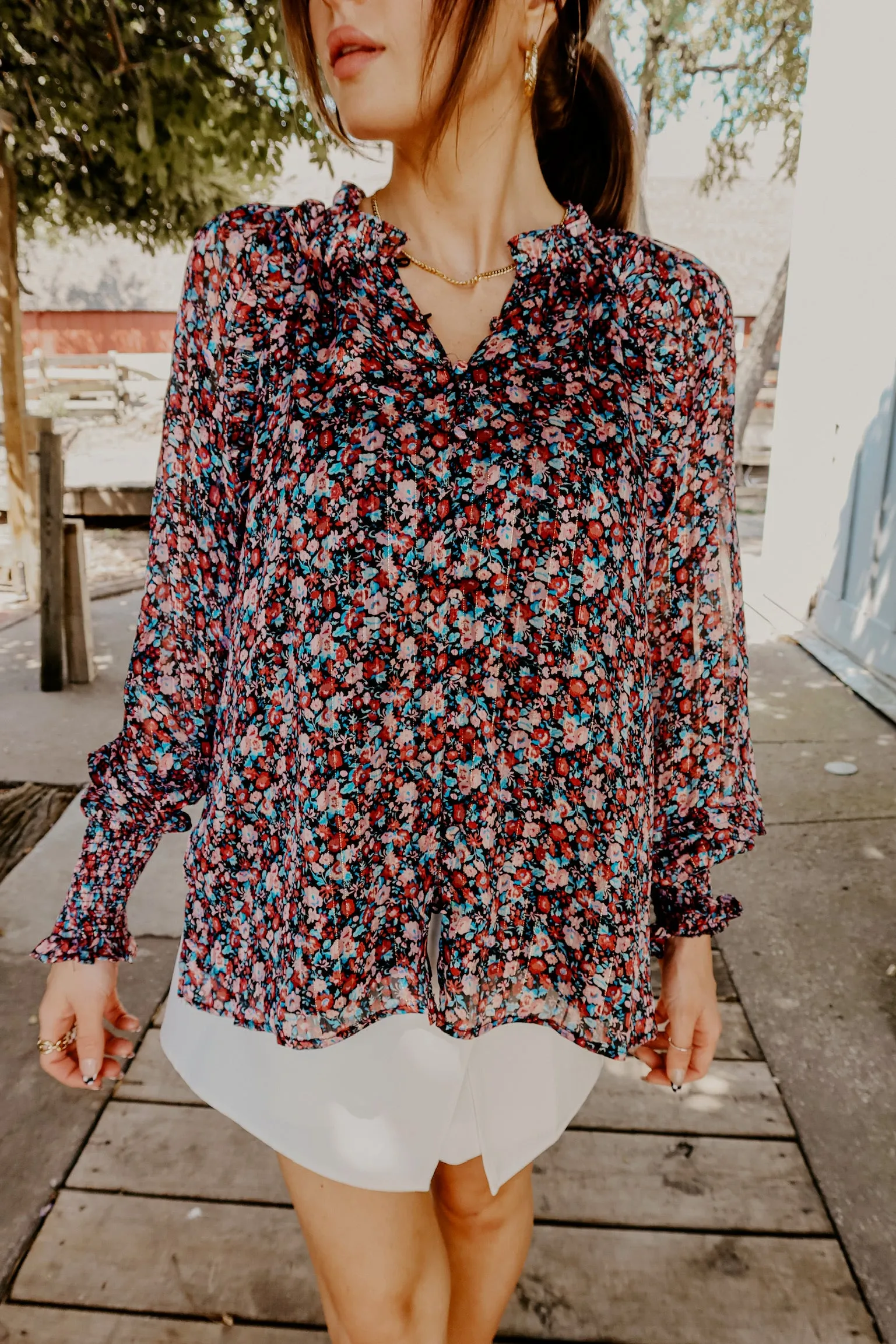 Buddylove Haddie Long Sleeve Blouse - Passion Punch