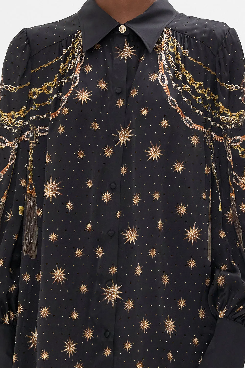 BUTTON THROUGH BLOUSON SLEEVE BLOUSE SOUL OF A STAR GAZER