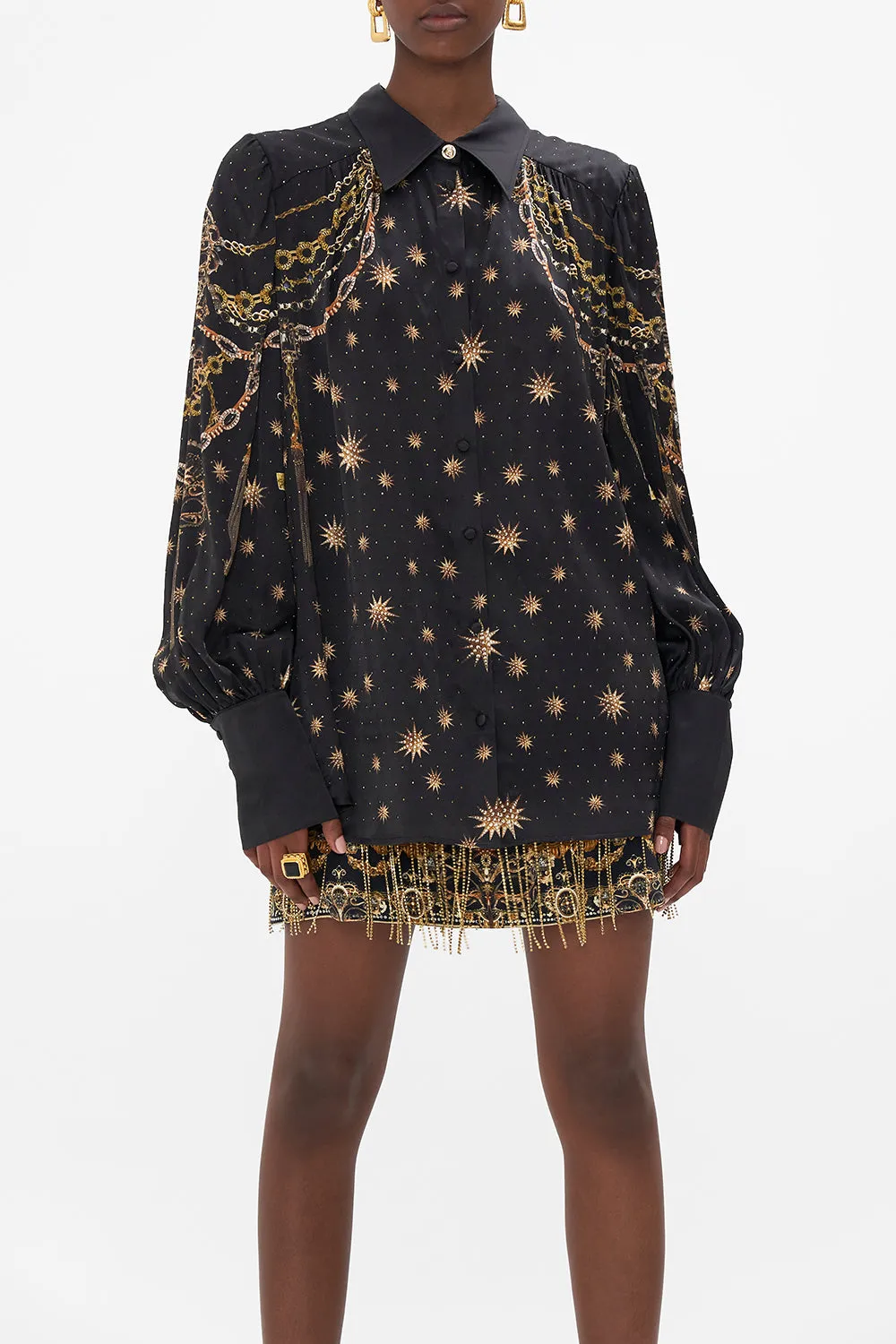 BUTTON THROUGH BLOUSON SLEEVE BLOUSE SOUL OF A STAR GAZER