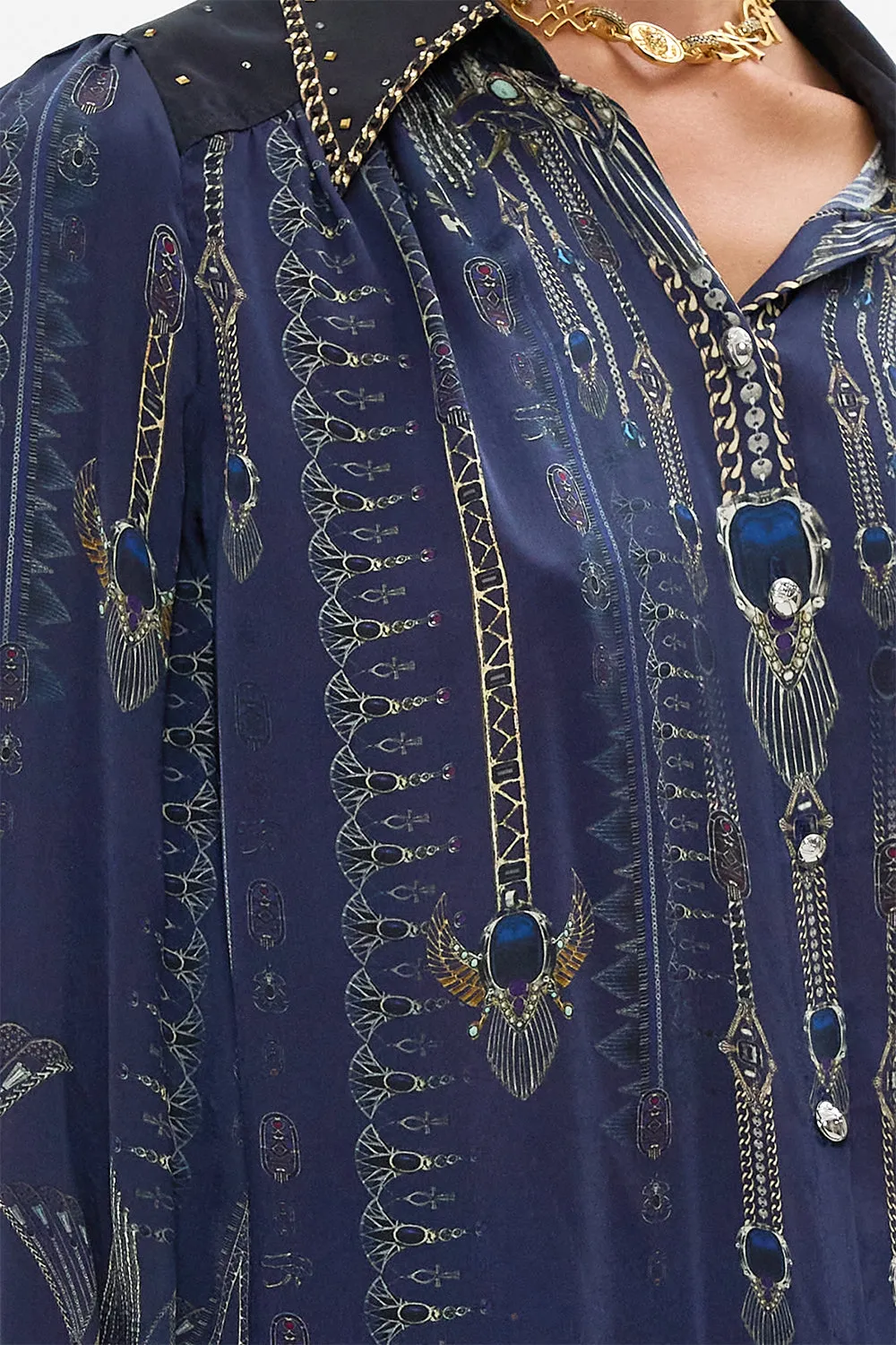 BUTTON THROUGH BLOUSON SLEEVE BLOUSE THE EGYPT EFFECT