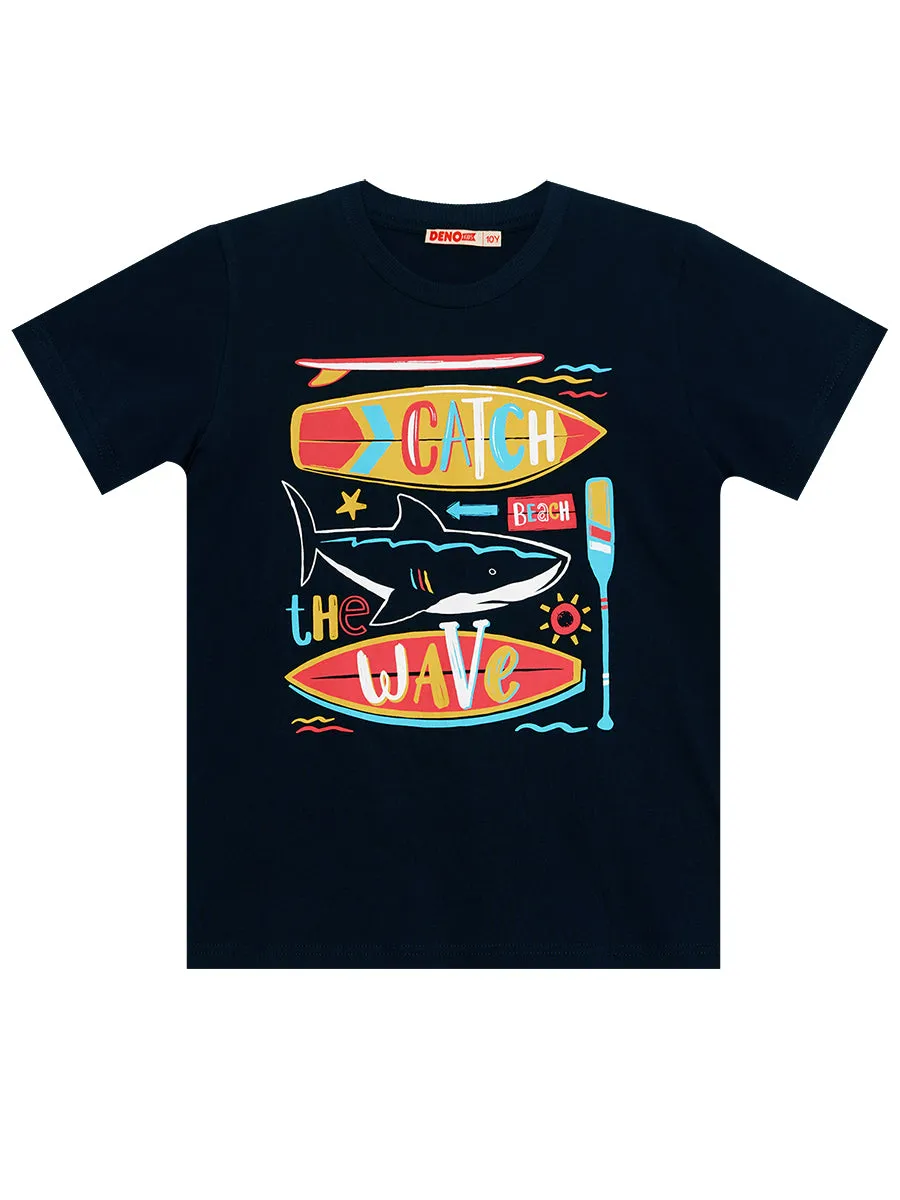 catch wave erkek çocuk t-shirt kapri şort takim
