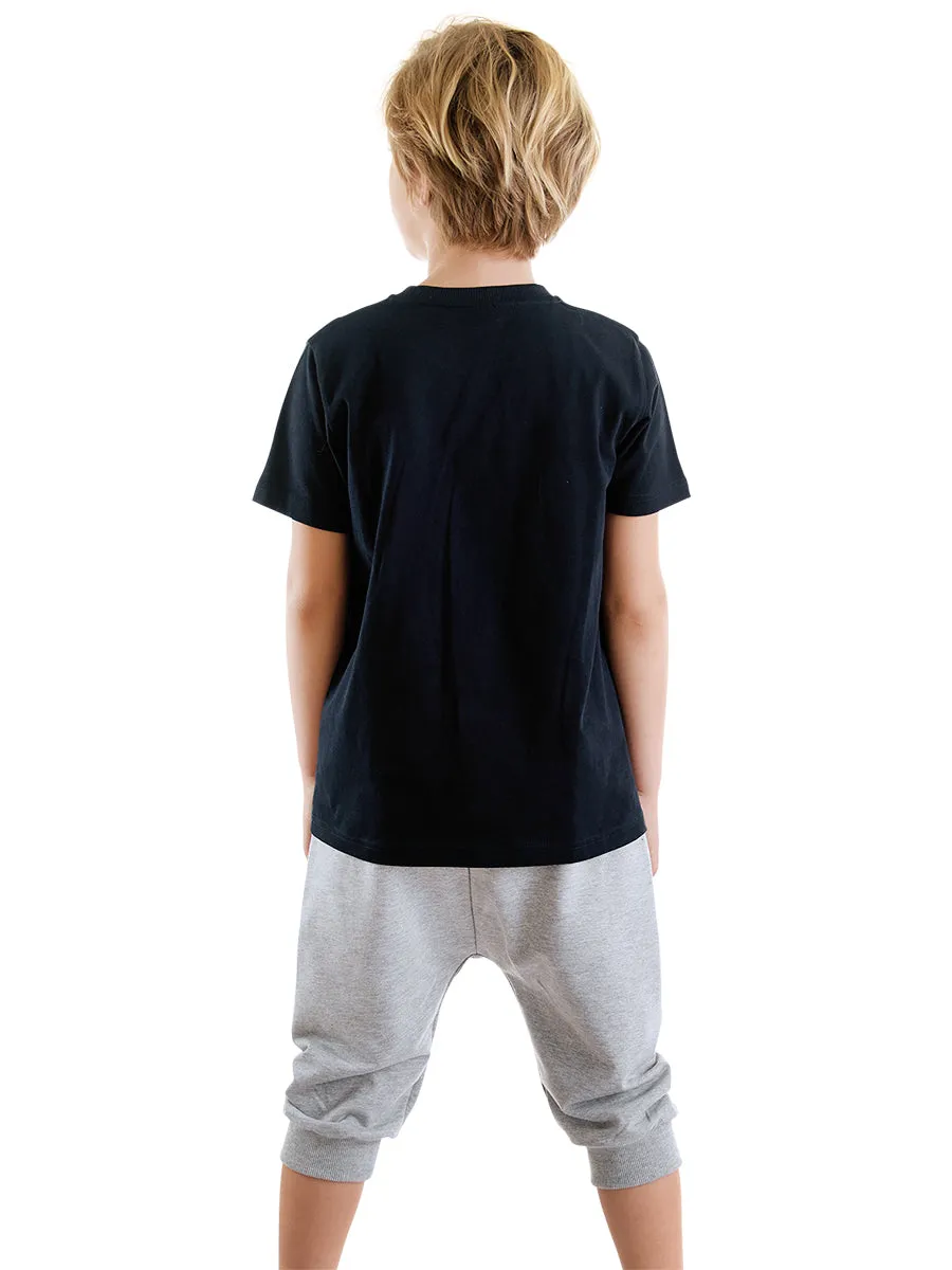 catch wave erkek çocuk t-shirt kapri şort takim