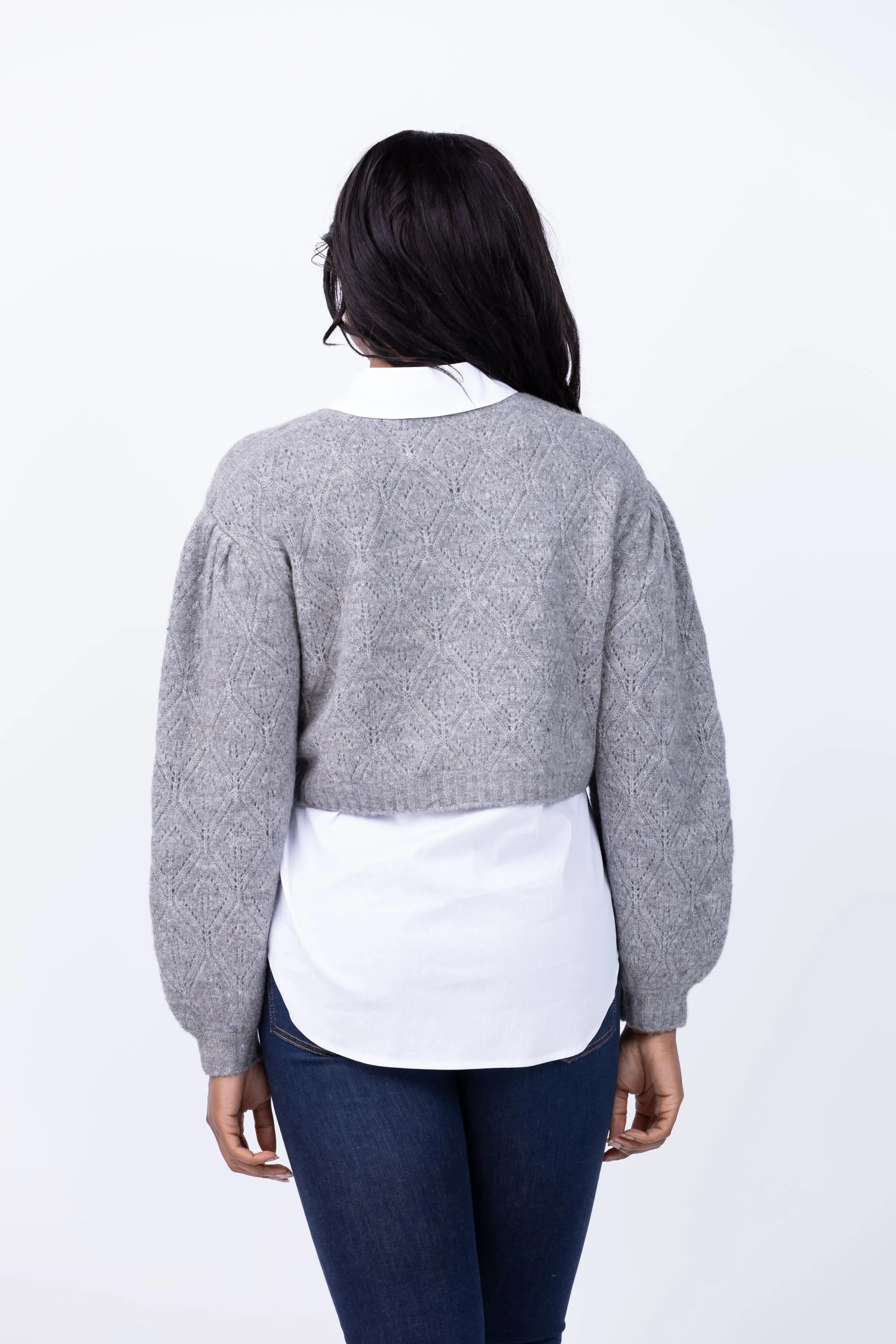 Cinq à Sept Landry Pullover in Heather Grey/White