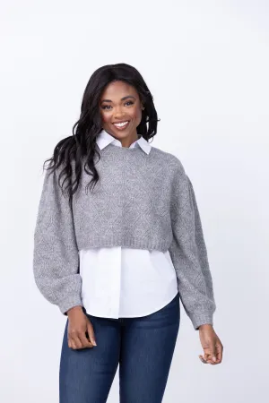 Cinq à Sept Landry Pullover in Heather Grey/White