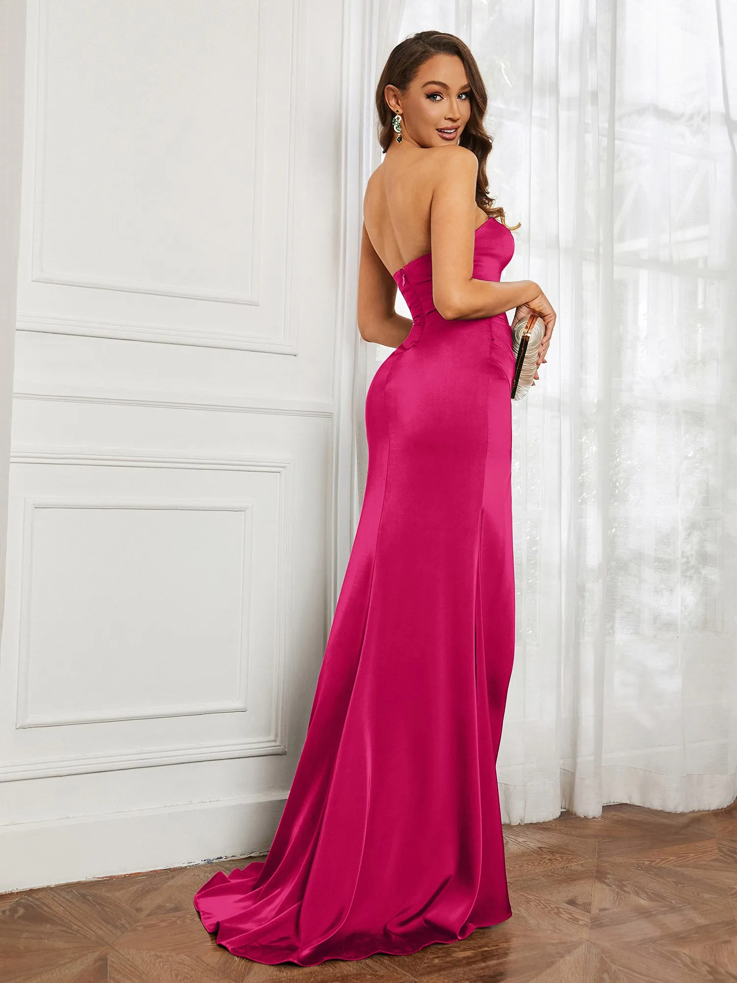 Classic Off-The-Shoulder Mermaid Prom Dress Fuchsia