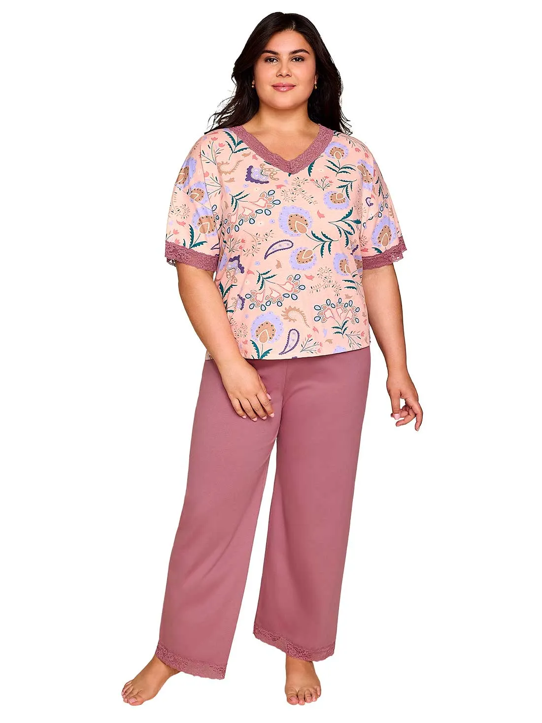 Cotton long pajama set 77128