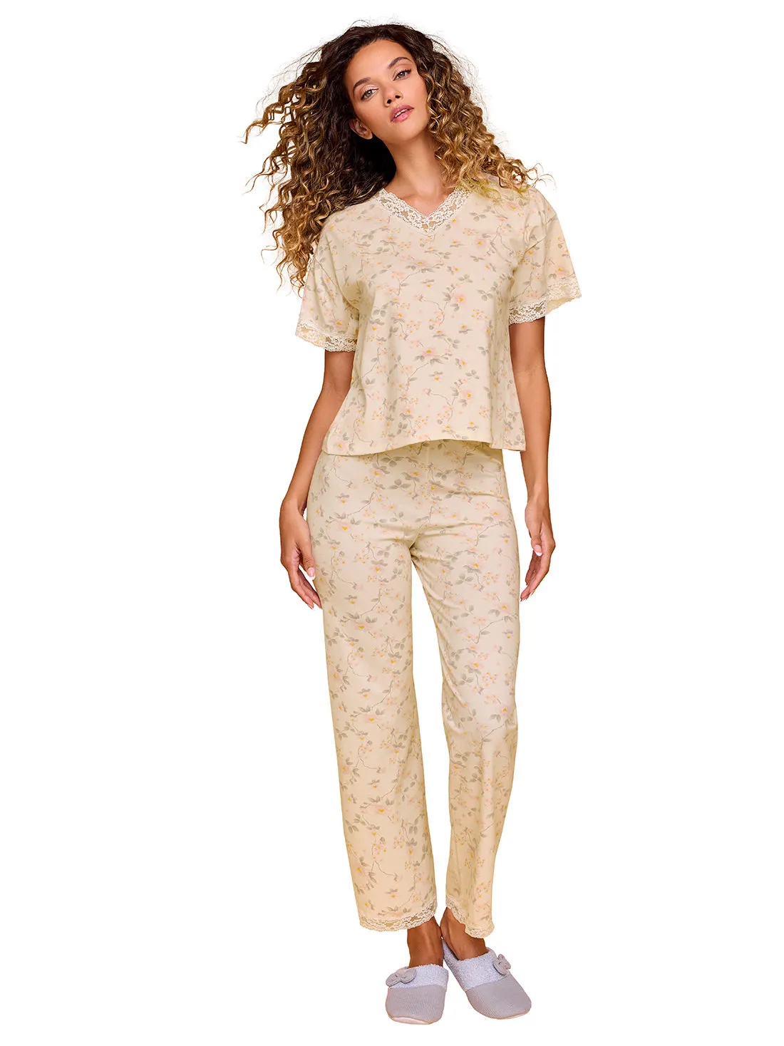 Cotton long pajama set 77128