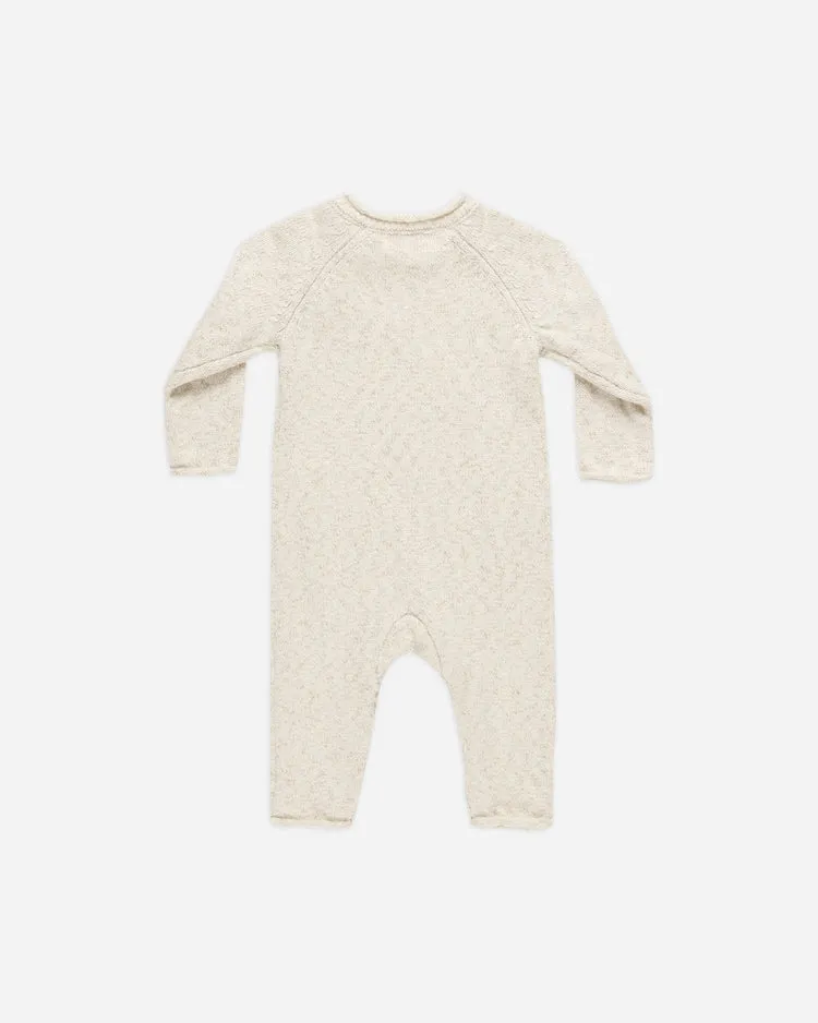 COZY HEATHER KNIT JUMPSUIT || SPECKLED NATURAL