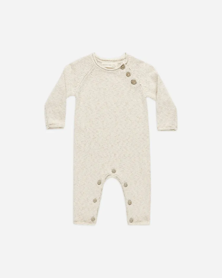 COZY HEATHER KNIT JUMPSUIT || SPECKLED NATURAL
