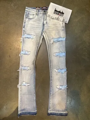DENIMiCITY Zombie Baby Blue Ripped Light Blue Denim (DNM-K122)