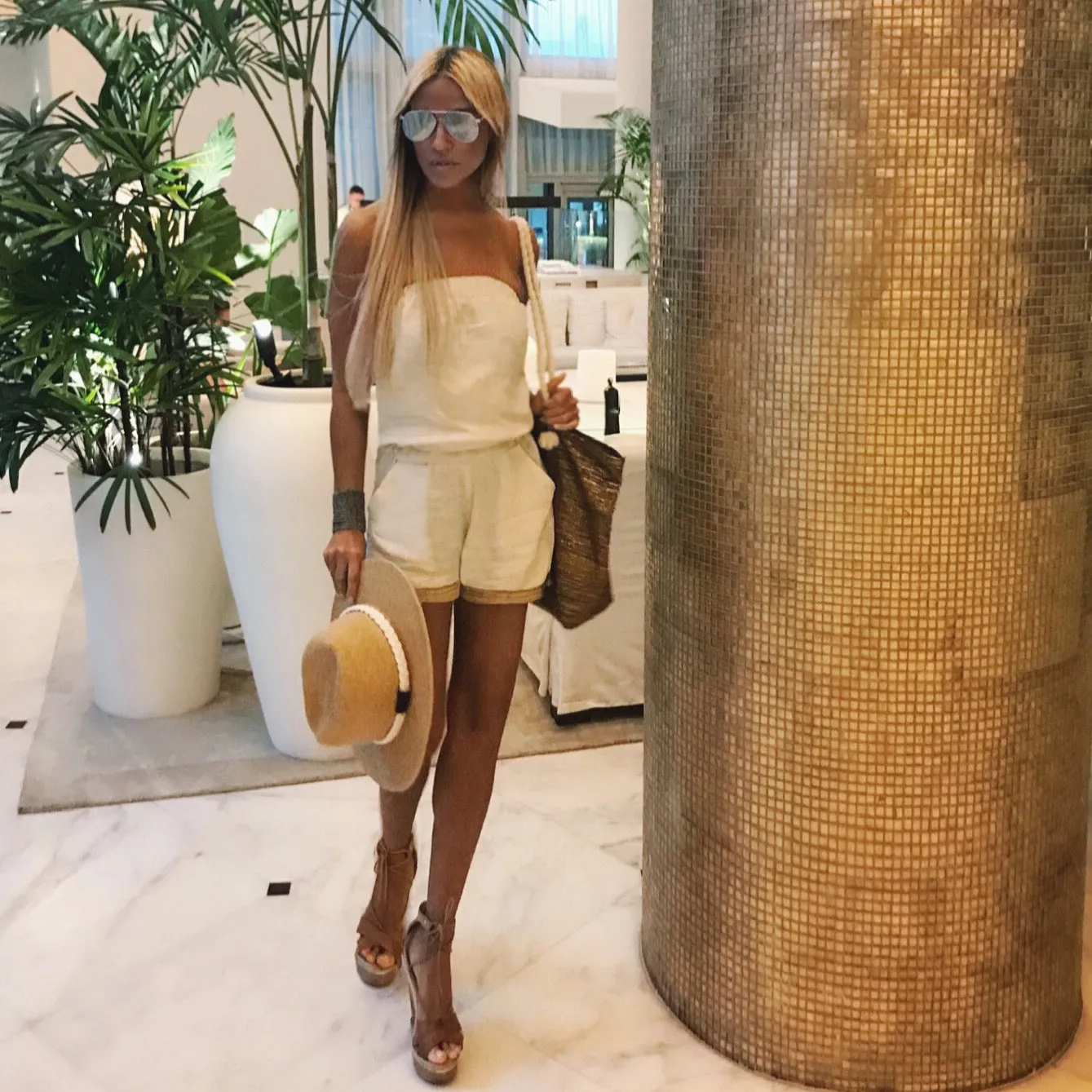 Dusty cream 100% linen jumpsuit- The St. Barth