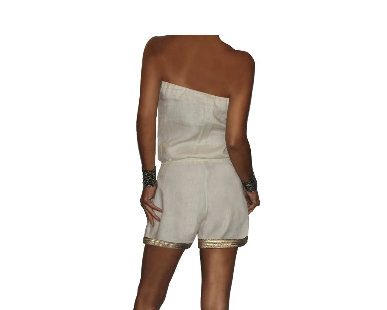 Dusty cream 100% linen jumpsuit- The St. Barth