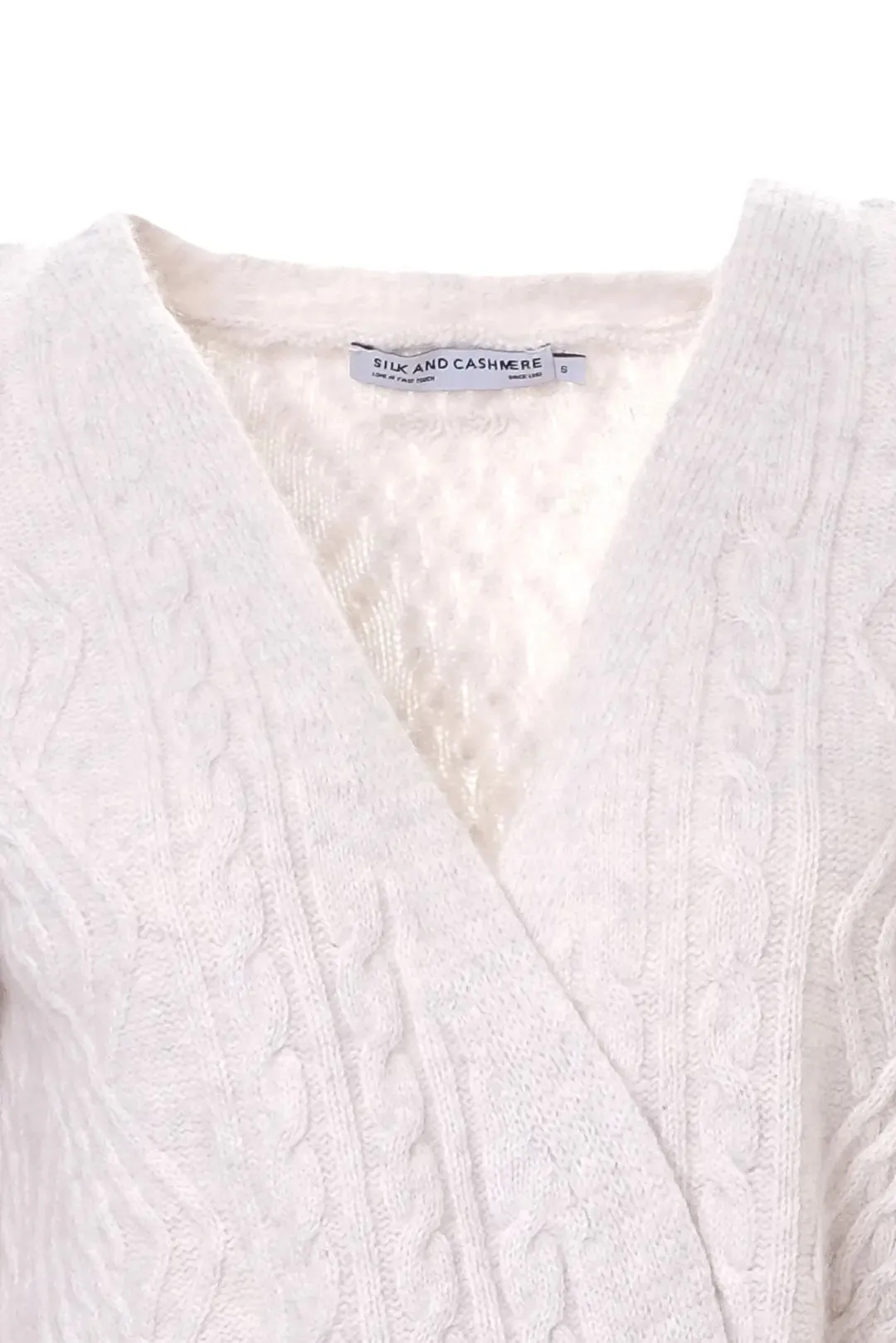 Ecru Aurora Australian Wool Cashmere Braided Belted Long Sleeve Women's Cardigan