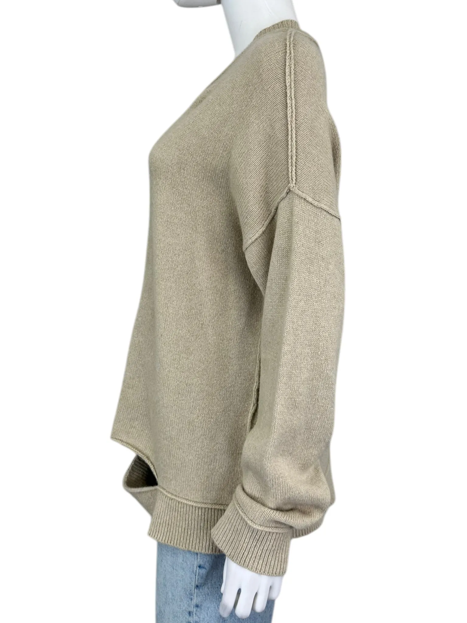 EILEEN FISHER Beige Italian Yarn Wool Cashmere Blend Sweater Size S