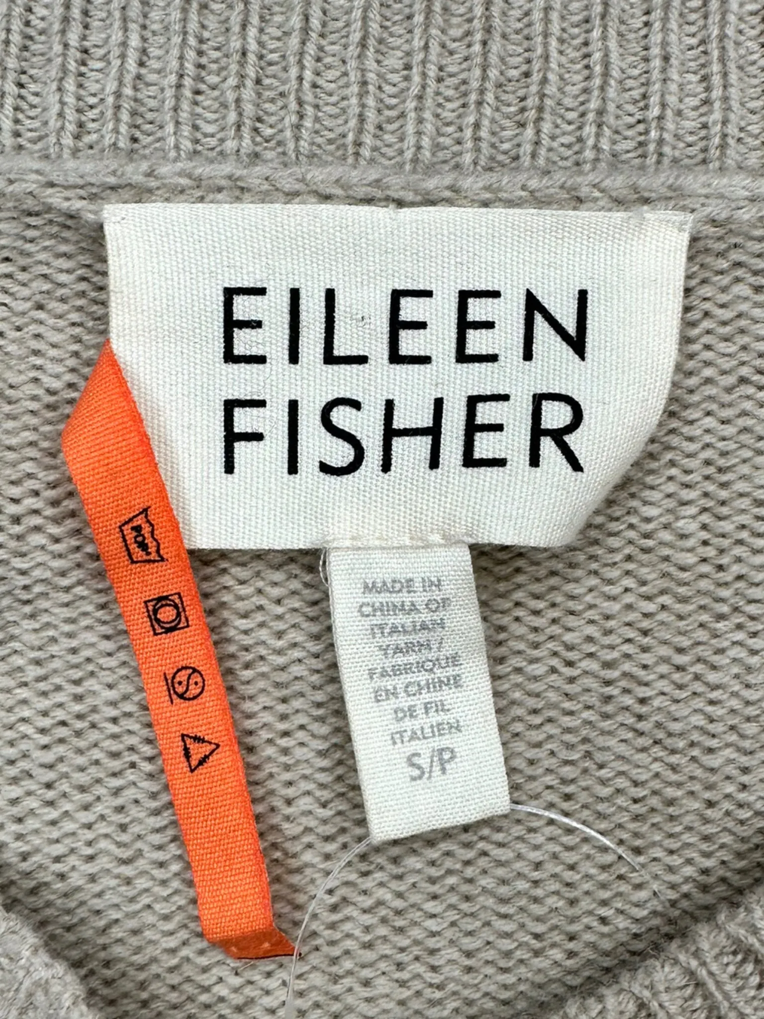 EILEEN FISHER Beige Italian Yarn Wool Cashmere Blend Sweater Size S