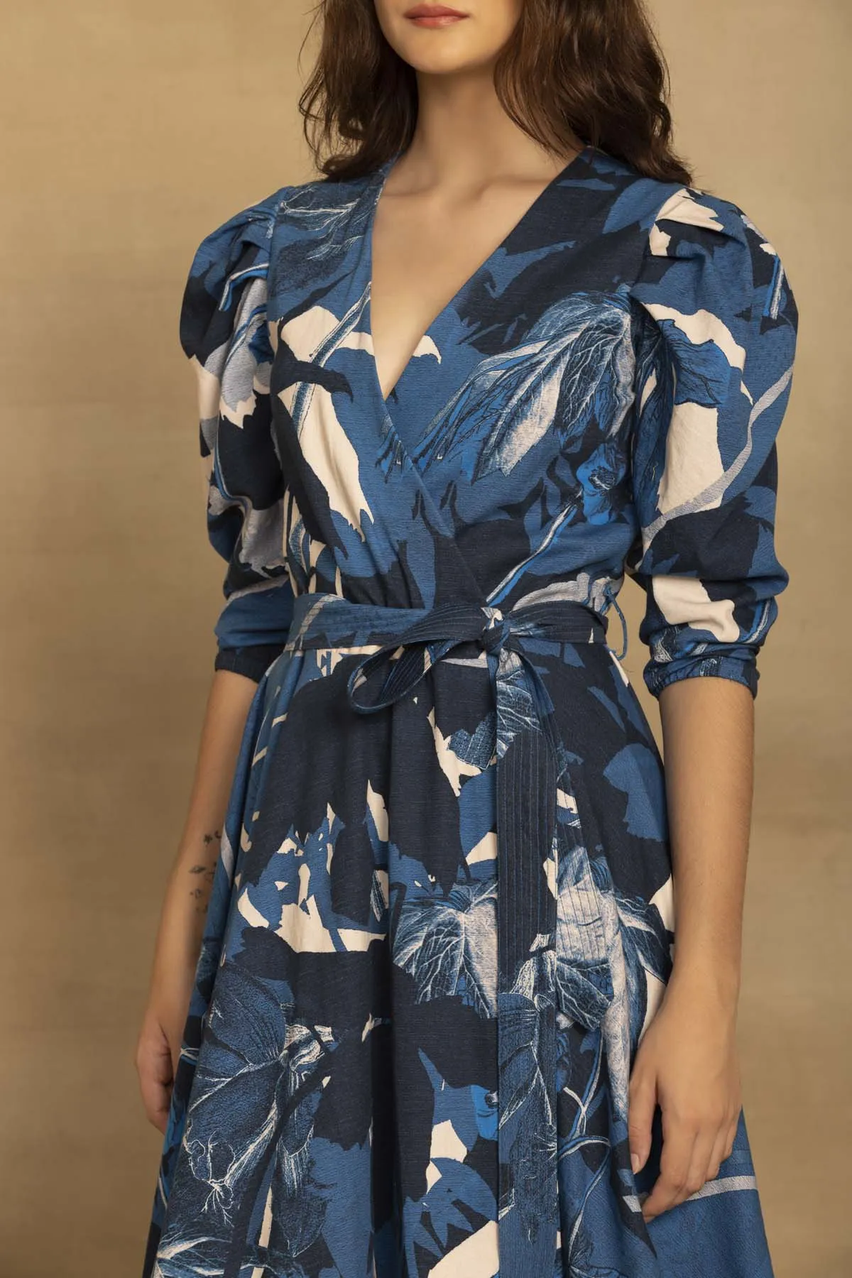 Floral Wrap Midi Dress