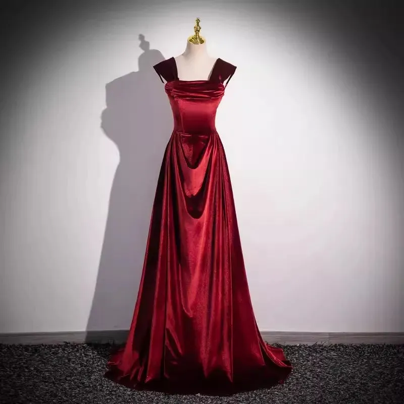 Girlary Real Picture Wine Red Evening Gown Off Shoulder Lace Up Long Women Formal Special Occasion Dress Bride Wedding Party Gown New