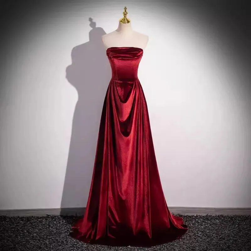 Girlary Real Picture Wine Red Evening Gown Off Shoulder Lace Up Long Women Formal Special Occasion Dress Bride Wedding Party Gown New
