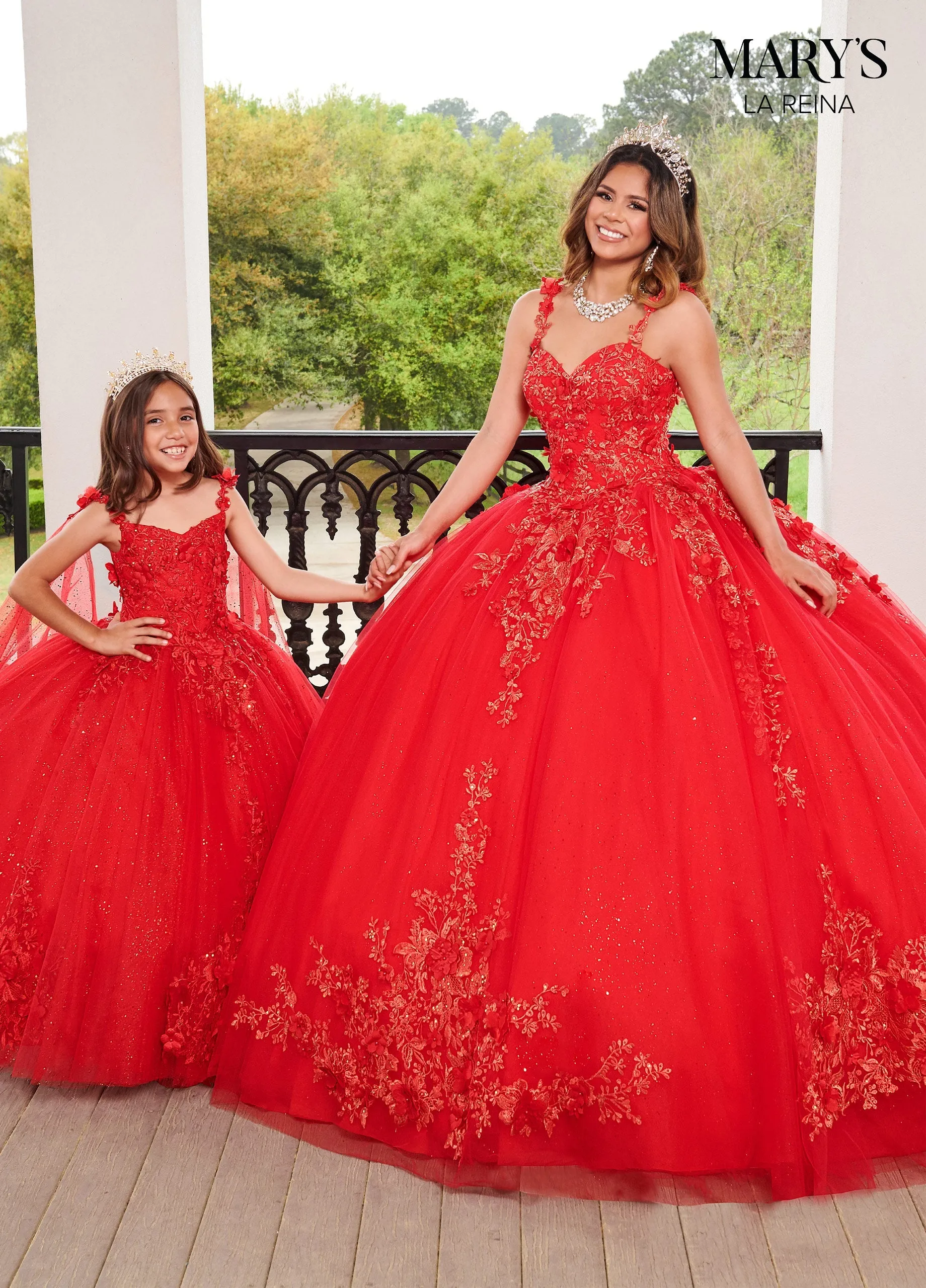 Girls 3D Floral Tulle Gown by Mary's Bridal MQ4031