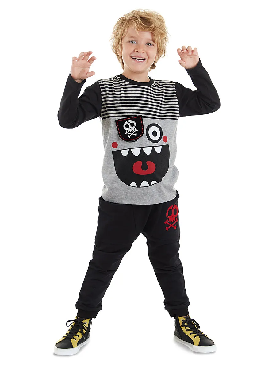 çizgili korsan erkek çocuk t-shirt pantolon takim