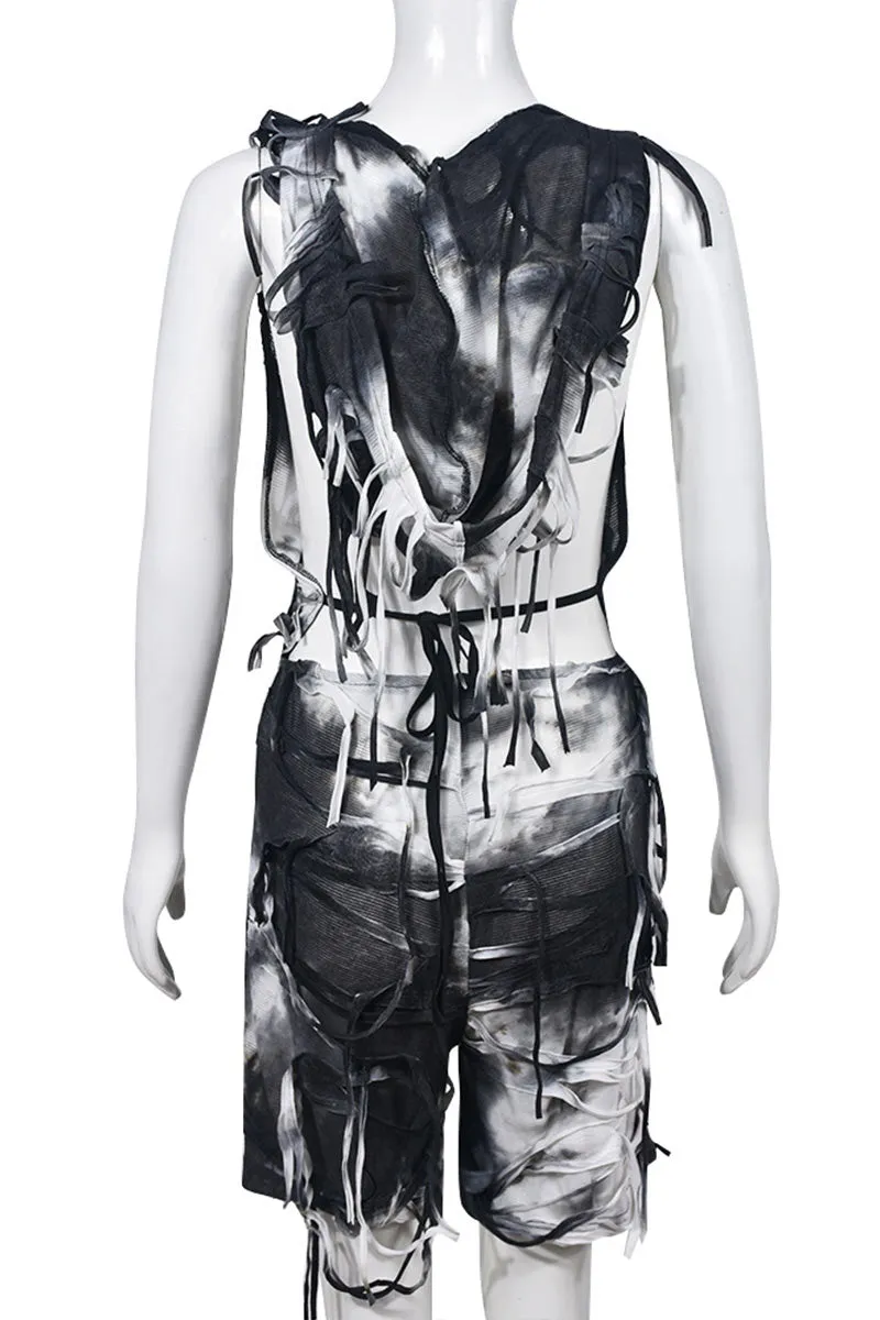 JE762 Cutout Hooded Plunging Romper