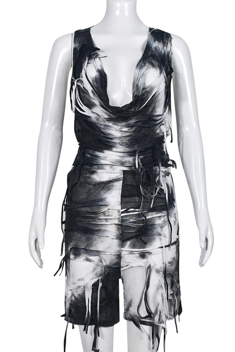 JE762 Cutout Hooded Plunging Romper
