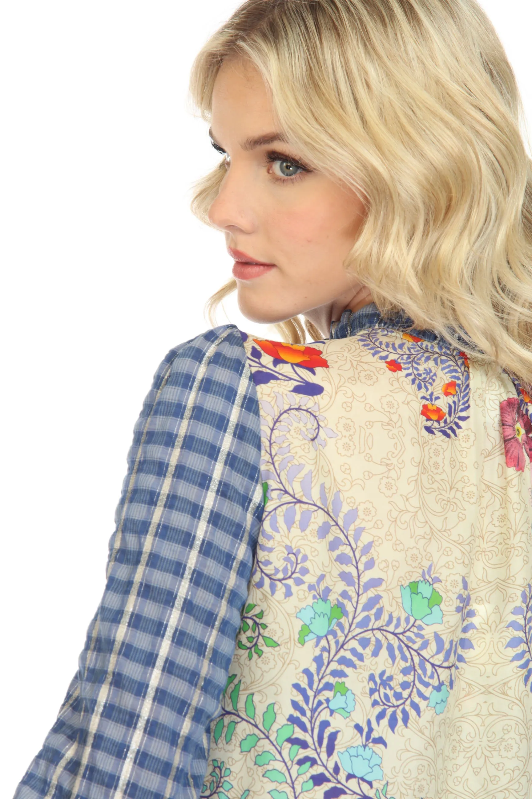 Johnny Was Workshop Nico Ruffle Scarf Back Blouse Boho Chic W17822-E