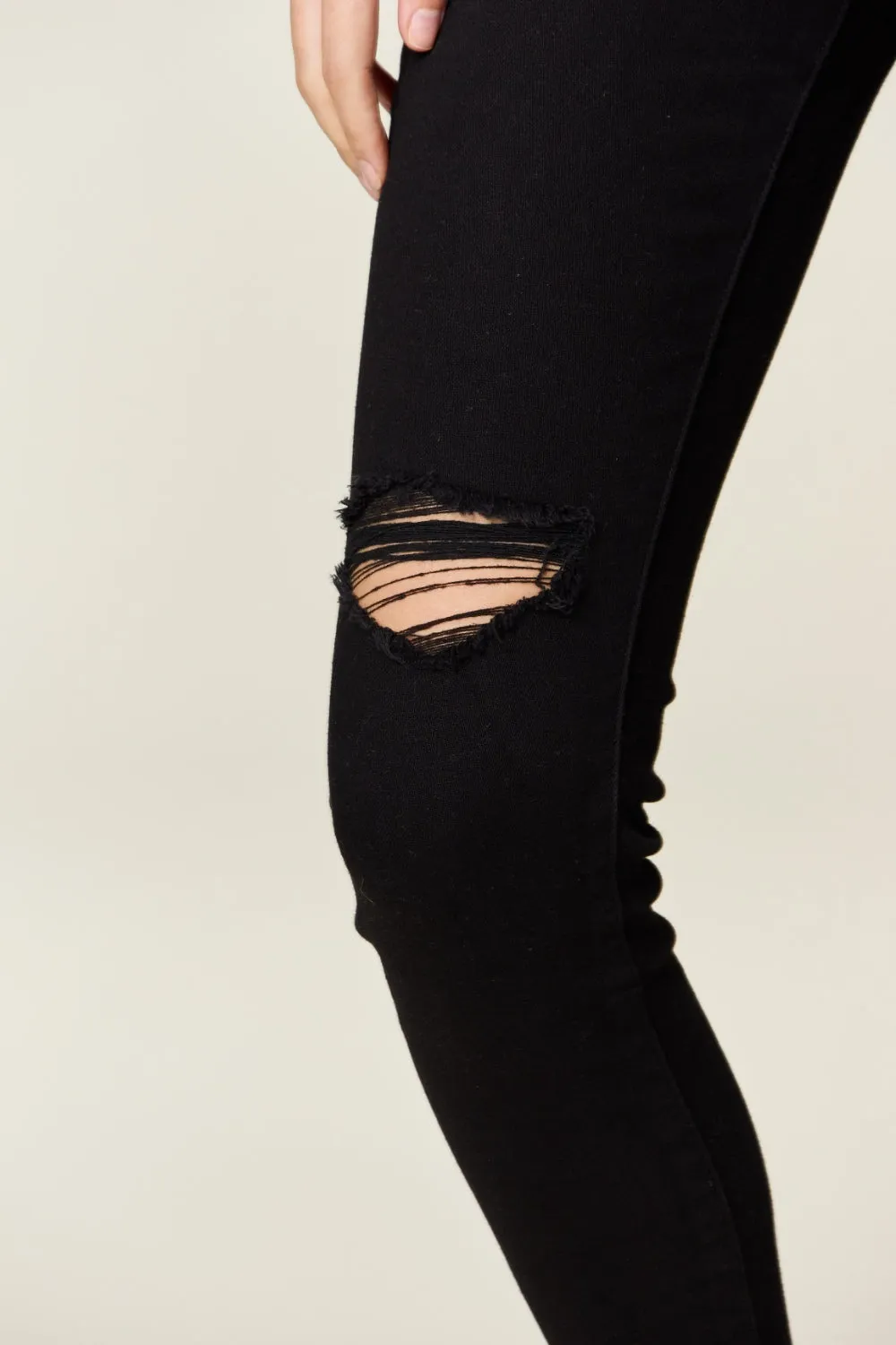 Judy Blue Tummy Control High Waisted Distressed Black Denim Skinny Jeans