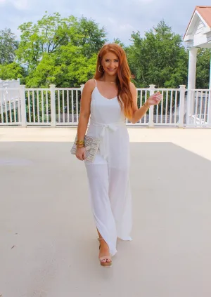 Julia Cami Tie Waist Jumpsuit- White