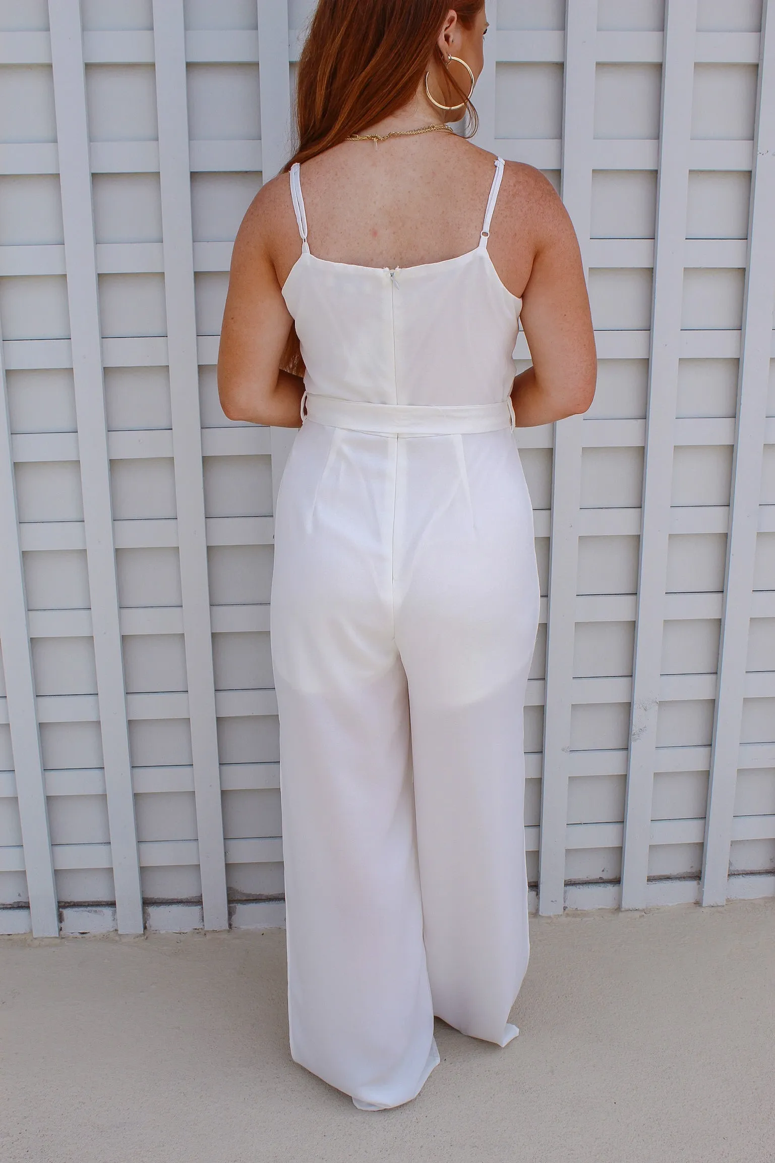 Julia Cami Tie Waist Jumpsuit- White
