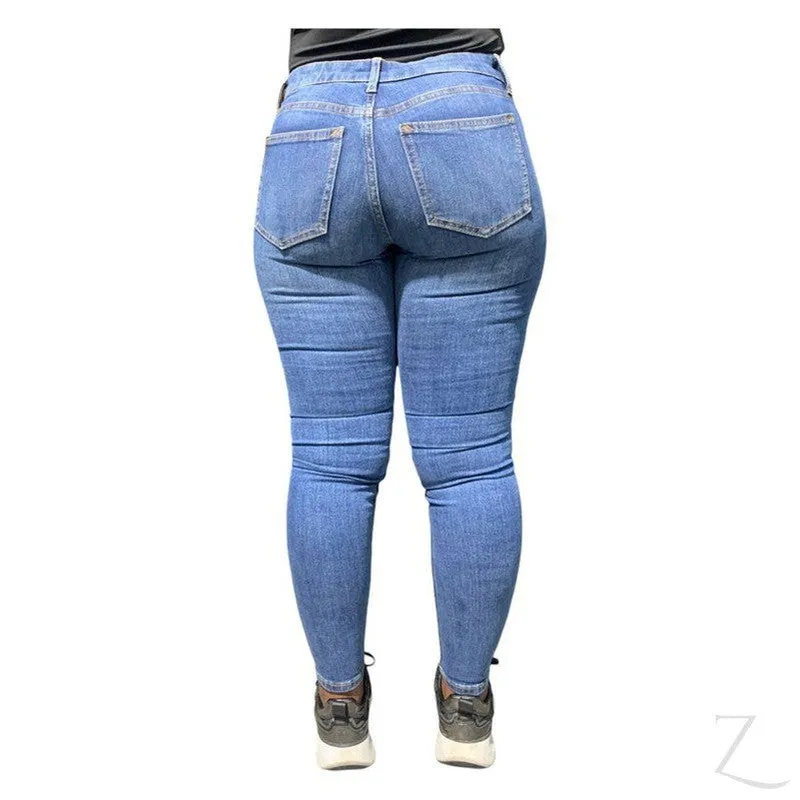 Ladies Super Strong Stretchy Skinny Denim Jeans | Plain | "Roo"
