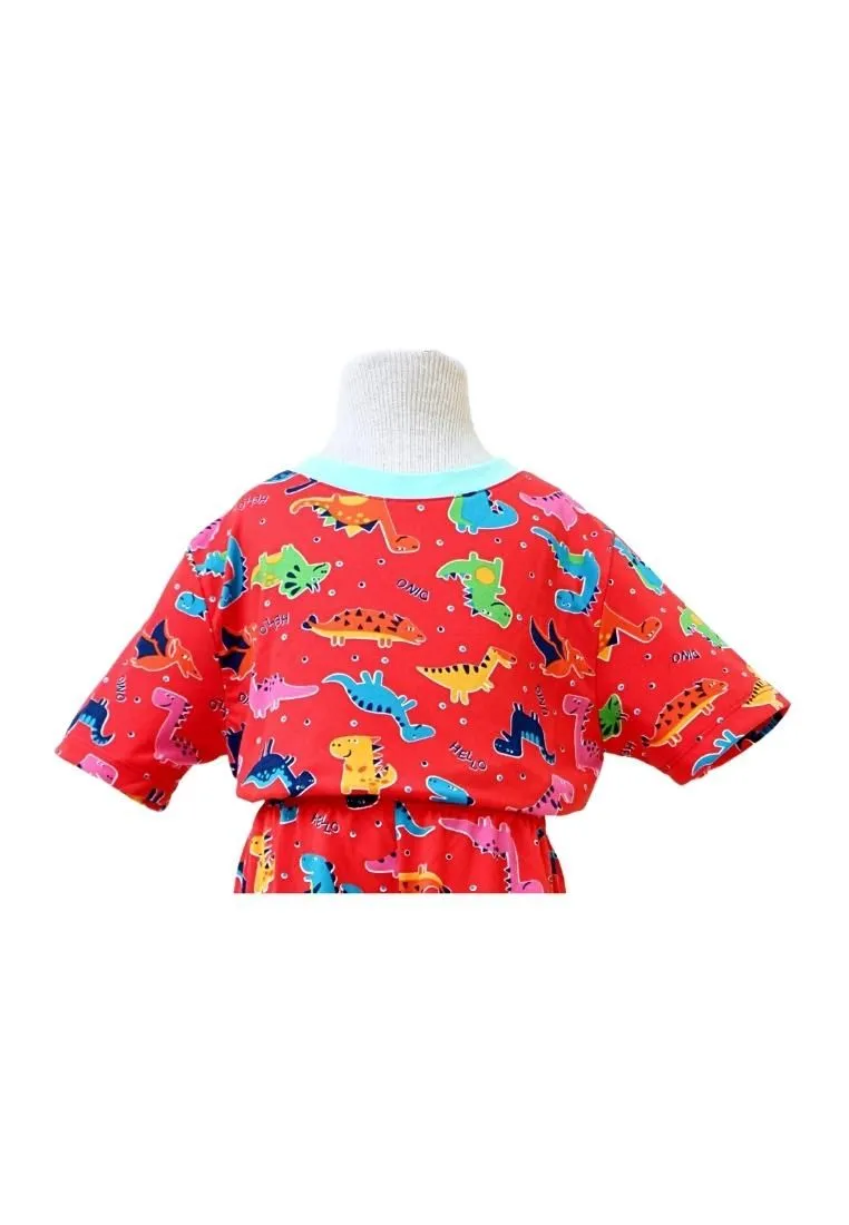 Landmark Short Sleeves and Pajama Set - Red