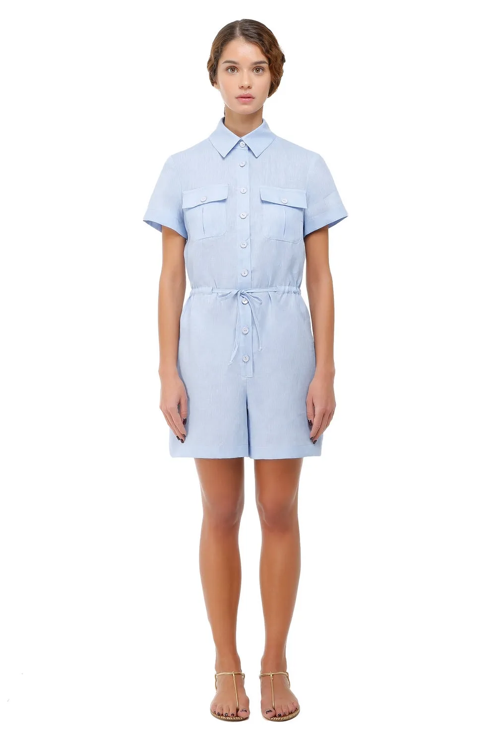 Linen Romper Sky Blue