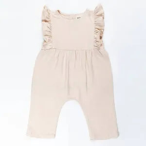 Linen Ruffle Baby Jumpsuit (Beige)