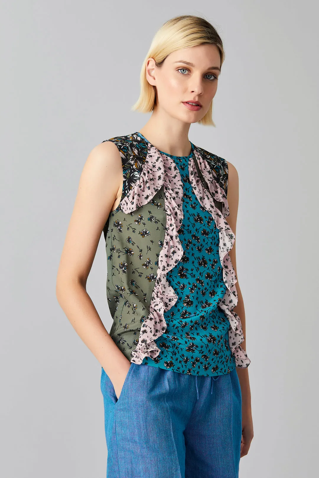Mai Patched Ruffle Top