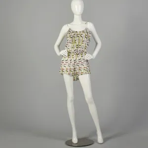 Medium Diane Von Furstenberg Romper Sleeveless Sheer Linen Summer