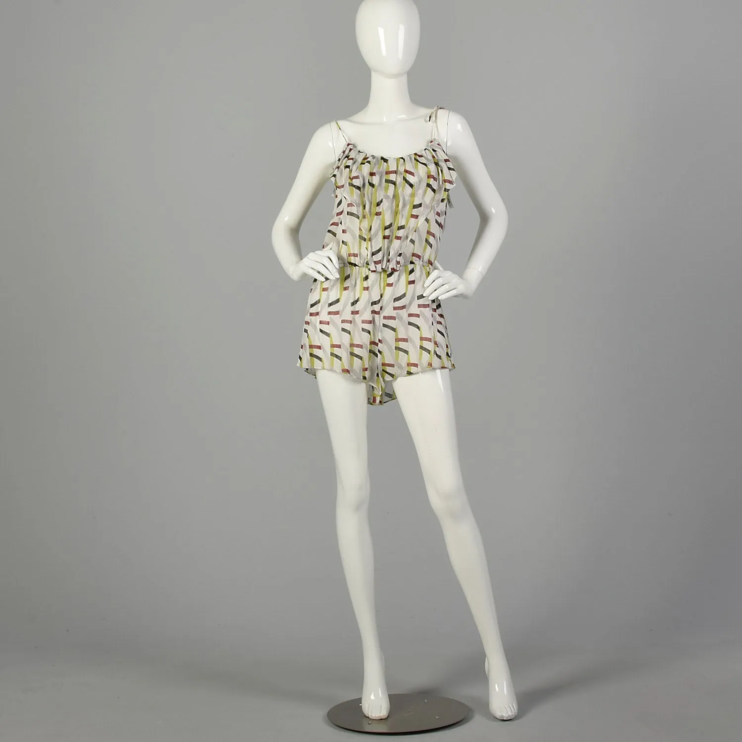 Medium Diane Von Furstenberg Romper Sleeveless Sheer Linen Summer
