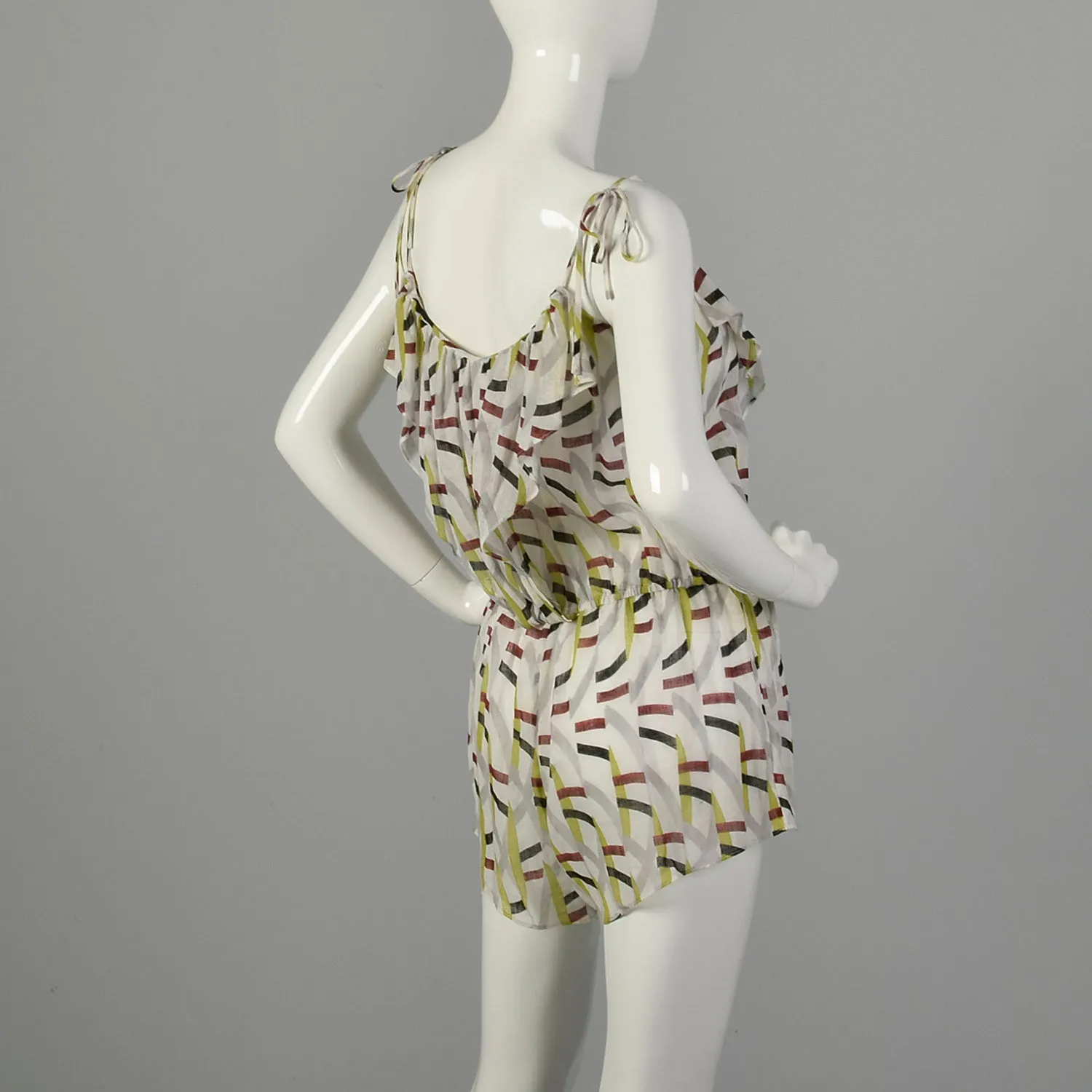 Medium Diane Von Furstenberg Romper Sleeveless Sheer Linen Summer
