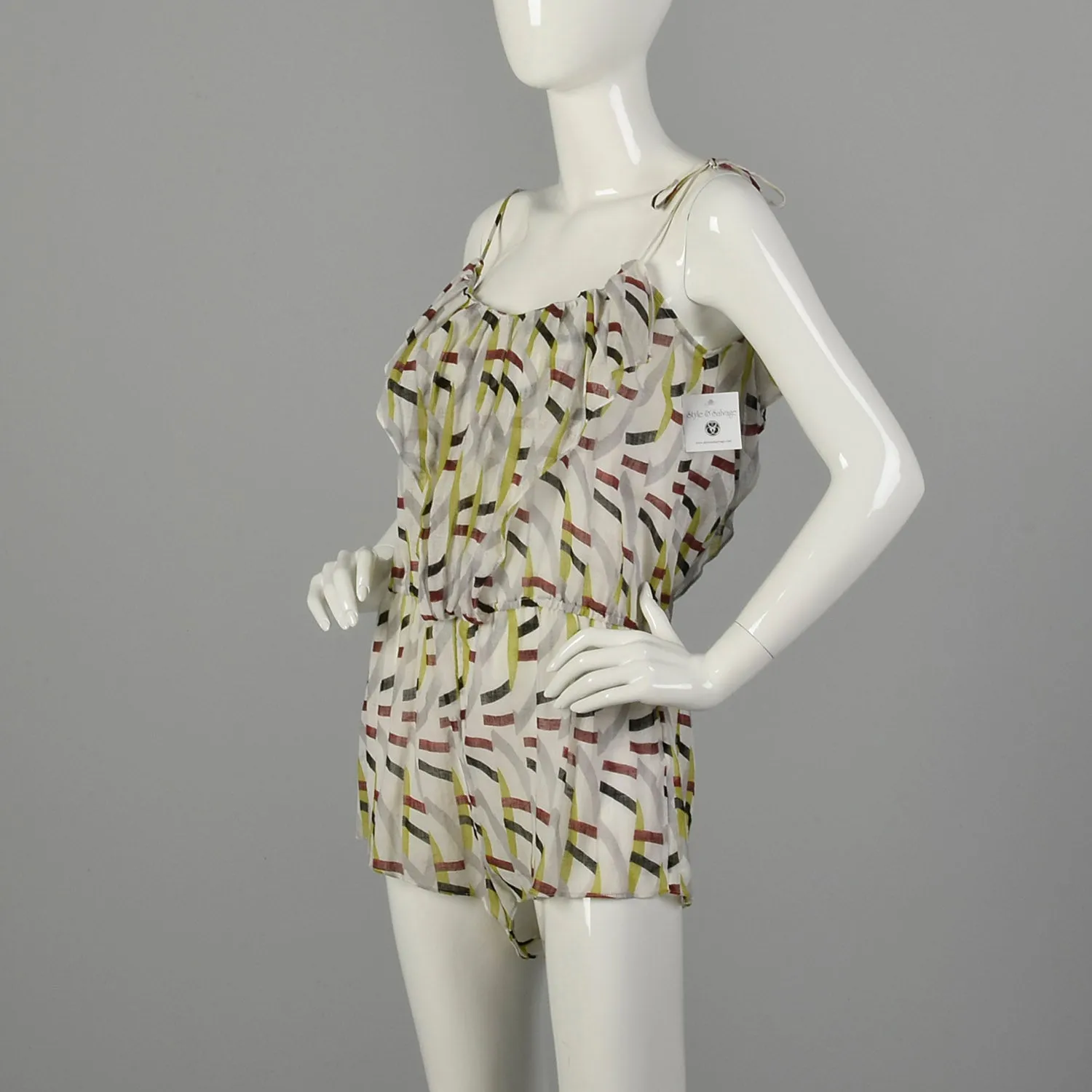 Medium Diane Von Furstenberg Romper Sleeveless Sheer Linen Summer