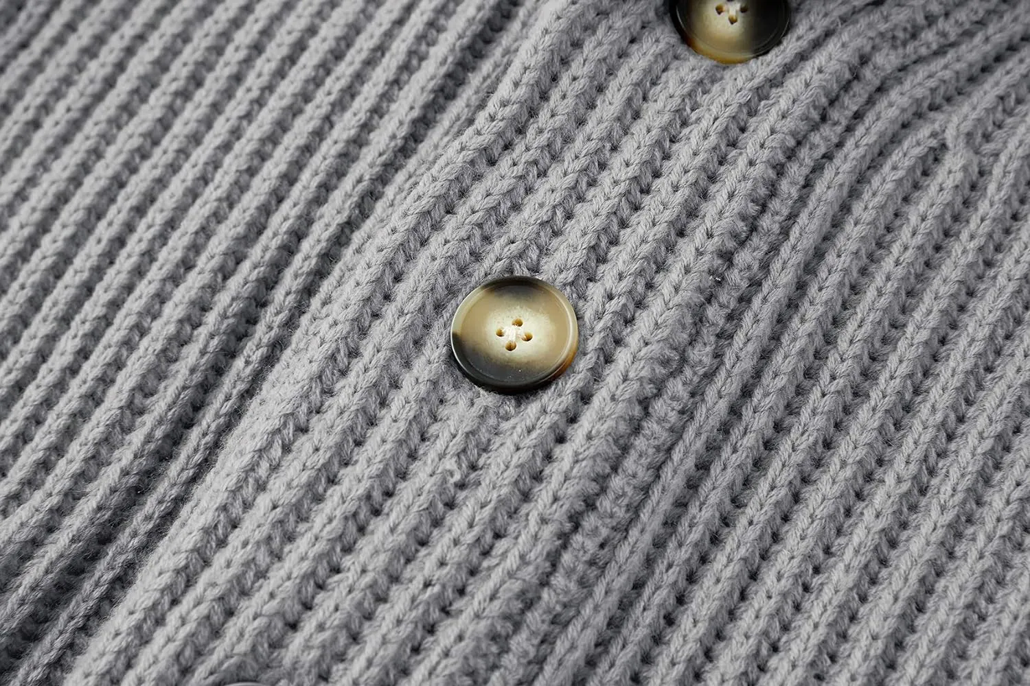 Men's Grey Shawl Ribbed Button Knit Long Sleeve Sweater Cardigan