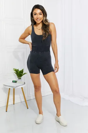 *MINERAL WASHED ROMPER CHARCOAL