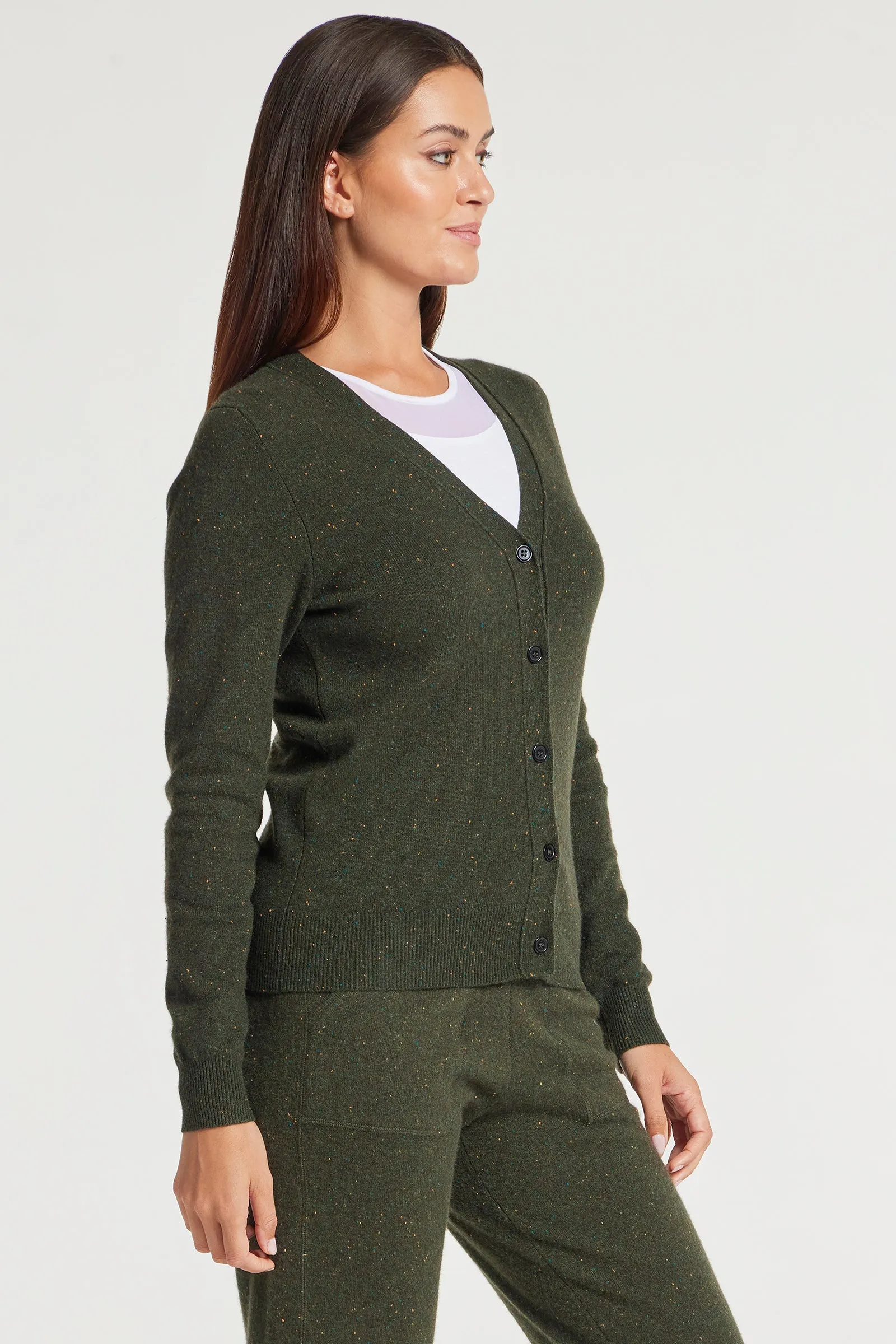 Missy Cashmere Cardigan in Army Green