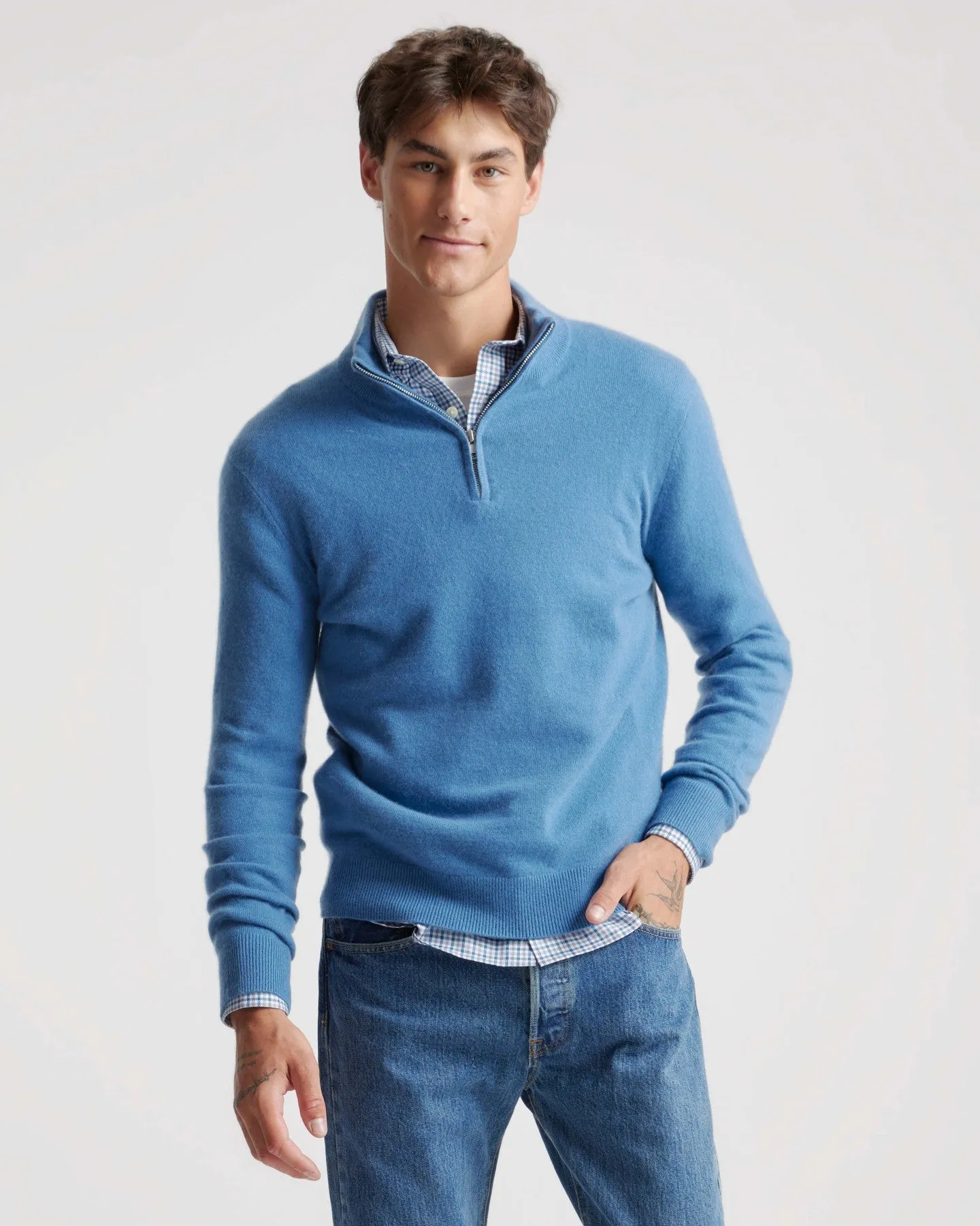 Mongolian Cashmere Quarter Zip Sweater